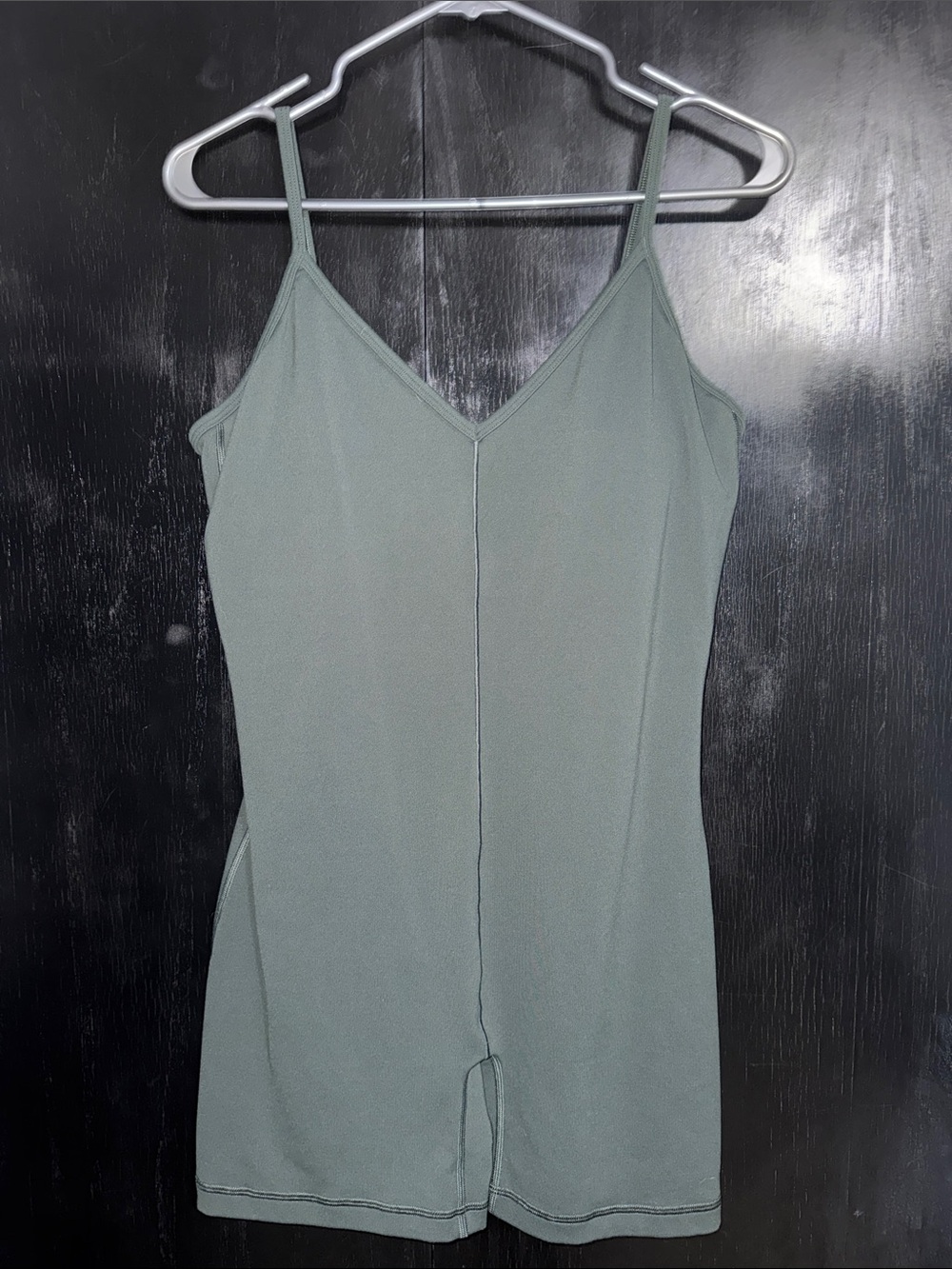 Aritzia Olive Green V-Neck Spaghetti-Strap Romper